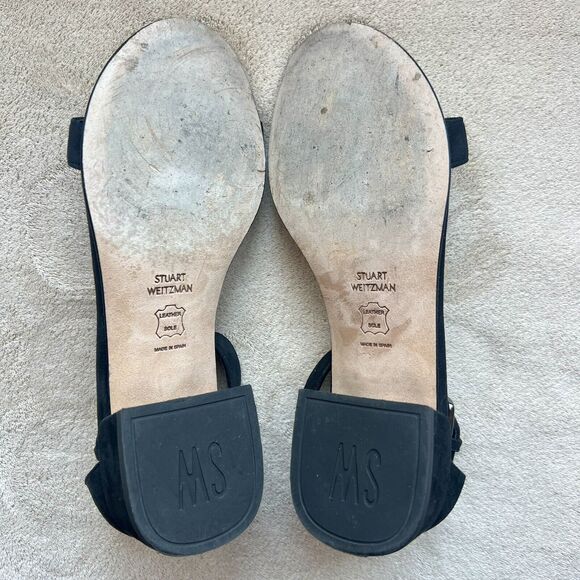 Stuart Weitzman Nudist June Black Suede Low Block Heel Ankle Strap Sandal US 5.5 - Picture 15 of 16